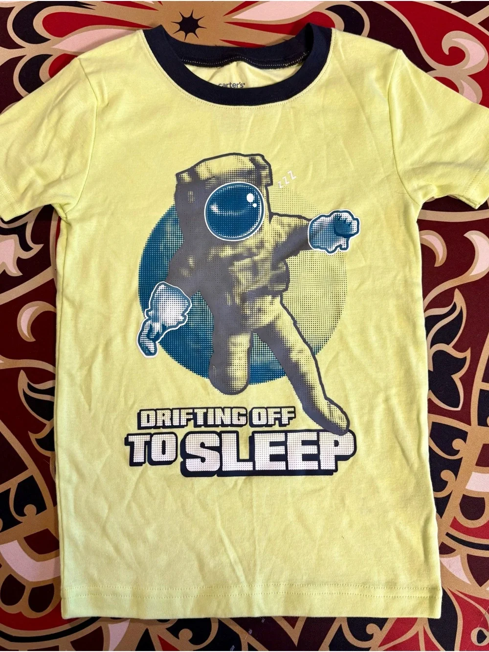 Carter's Yellow Astronaut Graphic Sleep Tee with Navy Trim